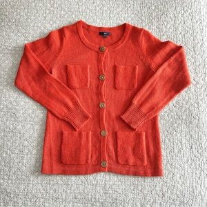 GAP Soft Alpaca Wool Blend Orange Button Up Cardigan Sweater Pockets Size M